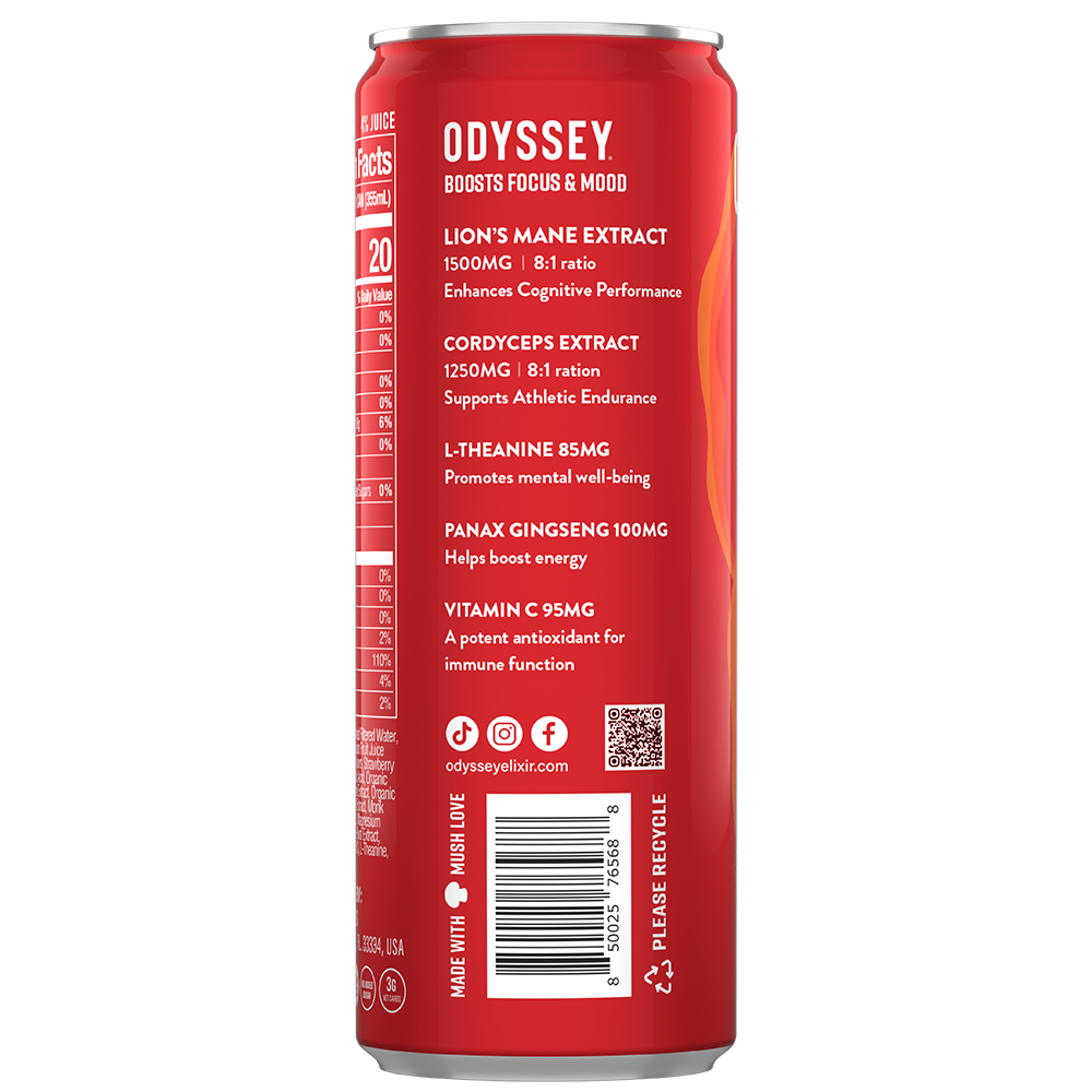 Odyssey Strawberry Passion Fruit Revive Sparkling Mushroom Hydration