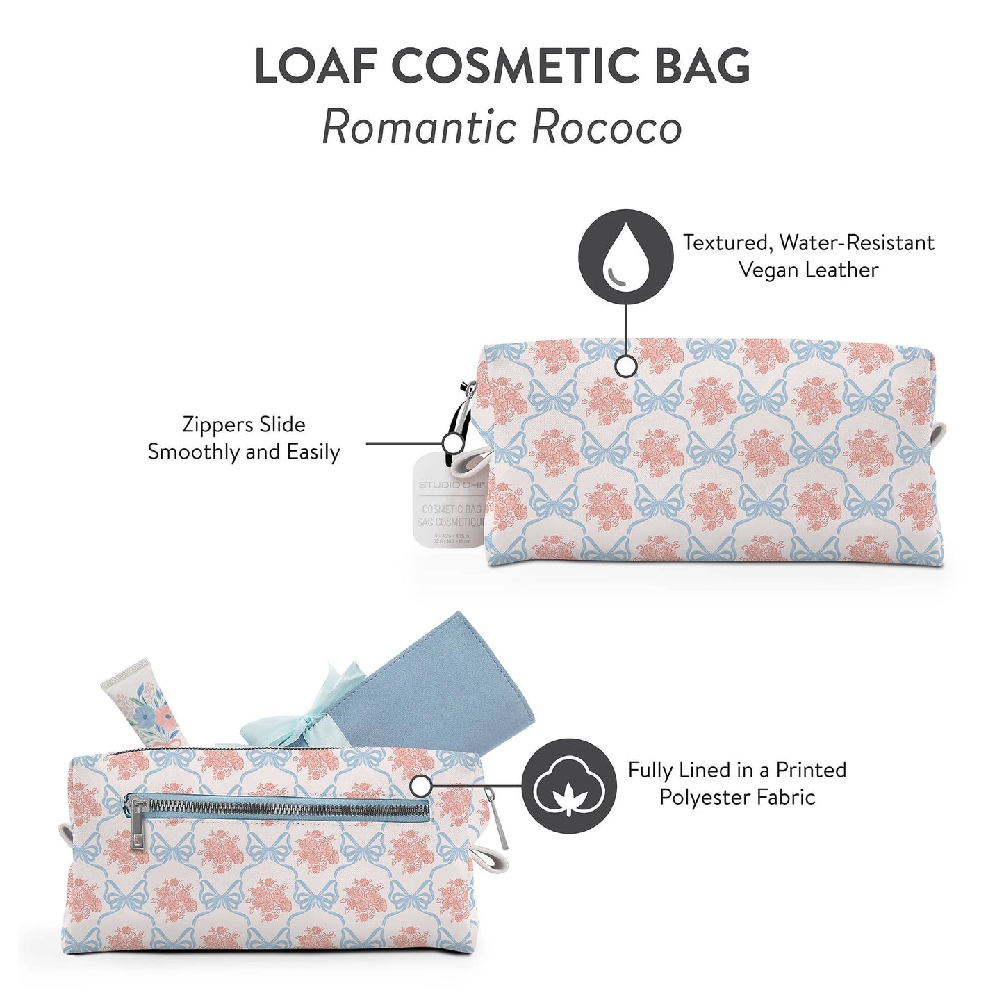 Romantic Rococo Cosmetic Loaf Pouch