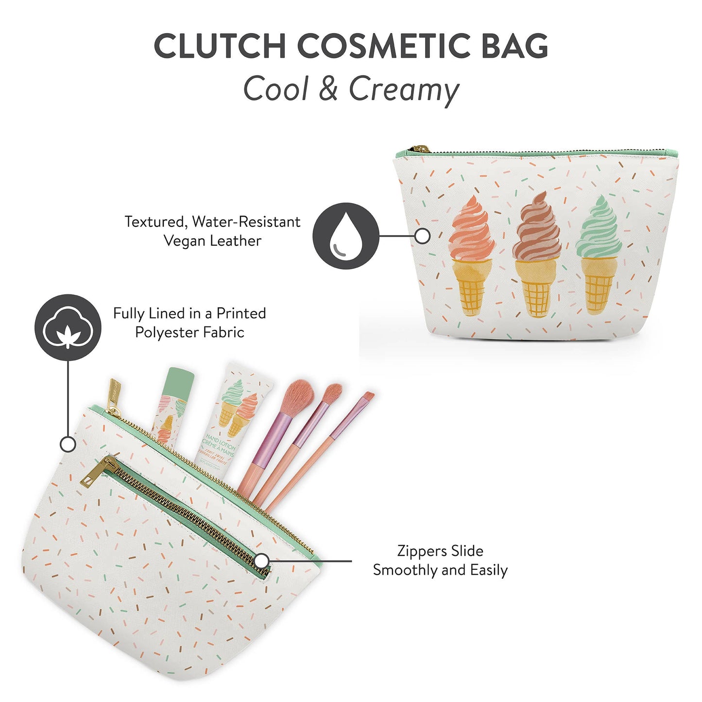 Cool & Creamy Clutch Cosmetic Pouch