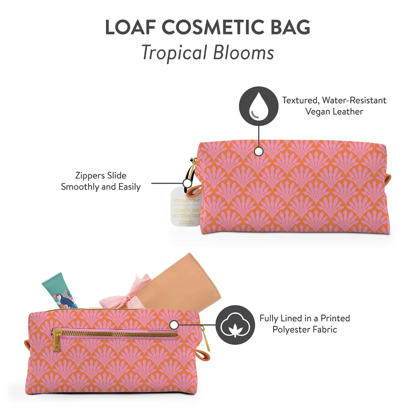 Tropical Blooms Cosmetic Loaf Pouch