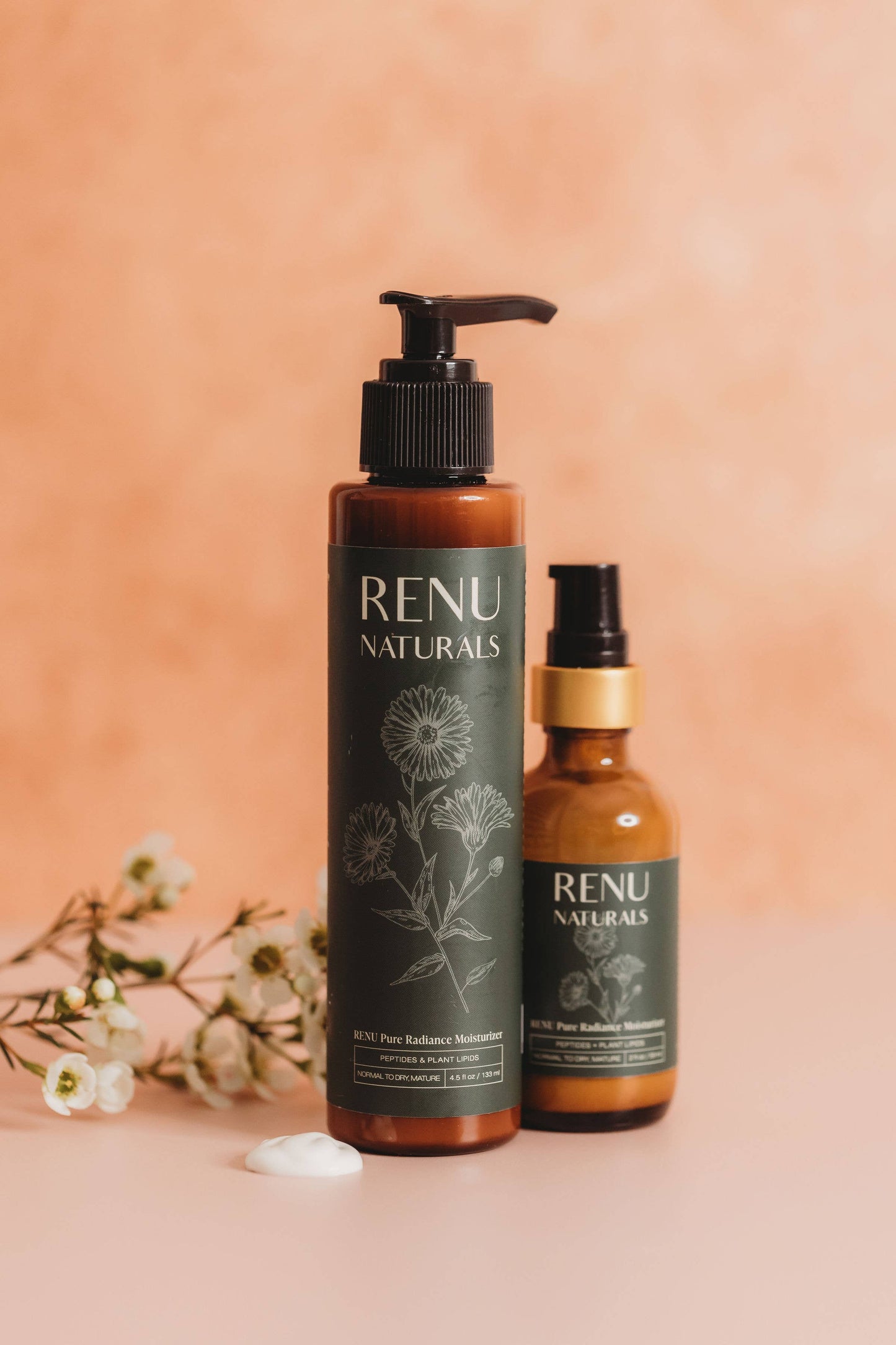 RENU NATURALS Pure Radiance Moisturizer: LG Body & Face Lotion with Plant Lipids