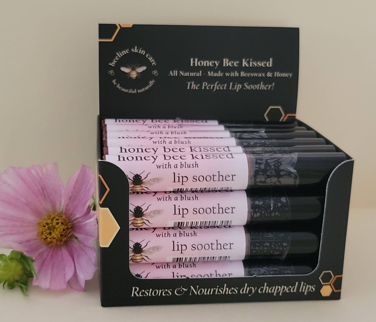 BEELINE Honeybee Kissed with a Blush Lip Soothers in POP display box