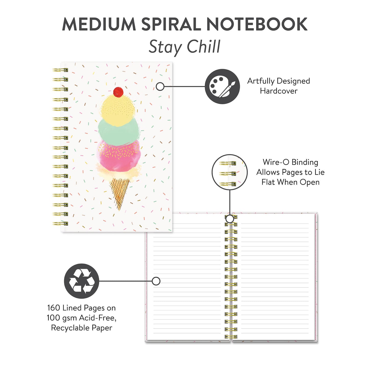 Stay Chill Medium Spiral Notebook