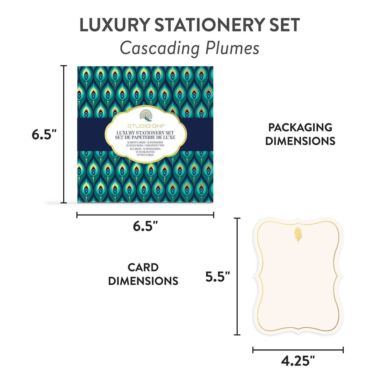 Cascading Plumes Luxury Stationery Set