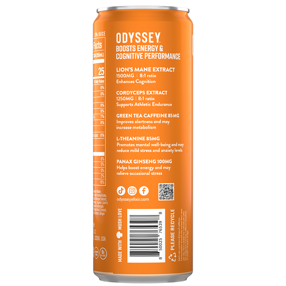 ODYSSEY Elixir Orange 85mg Sparkling Mushroom Energy