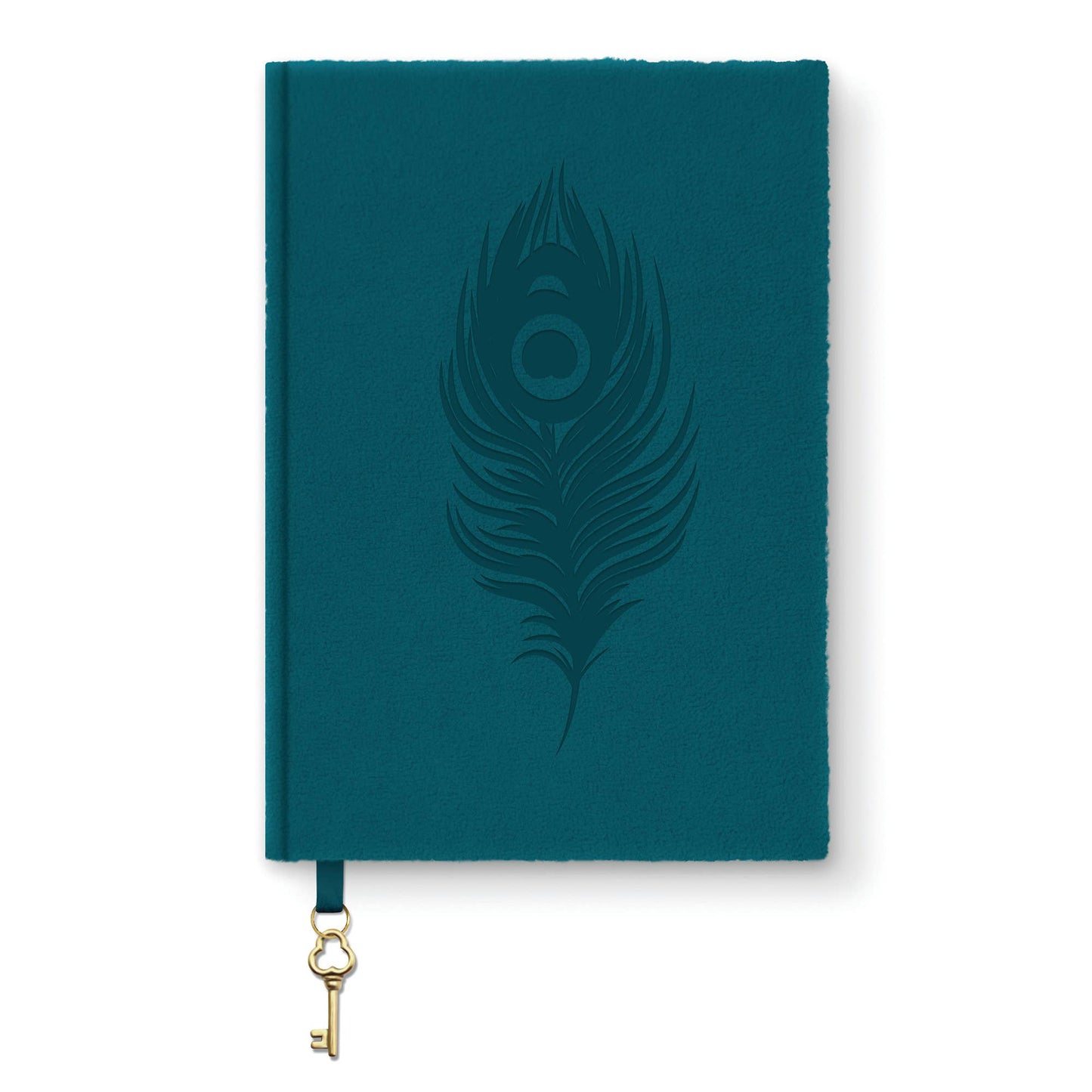 Peacock Blue Feather Olivia Velvet A5 Journal