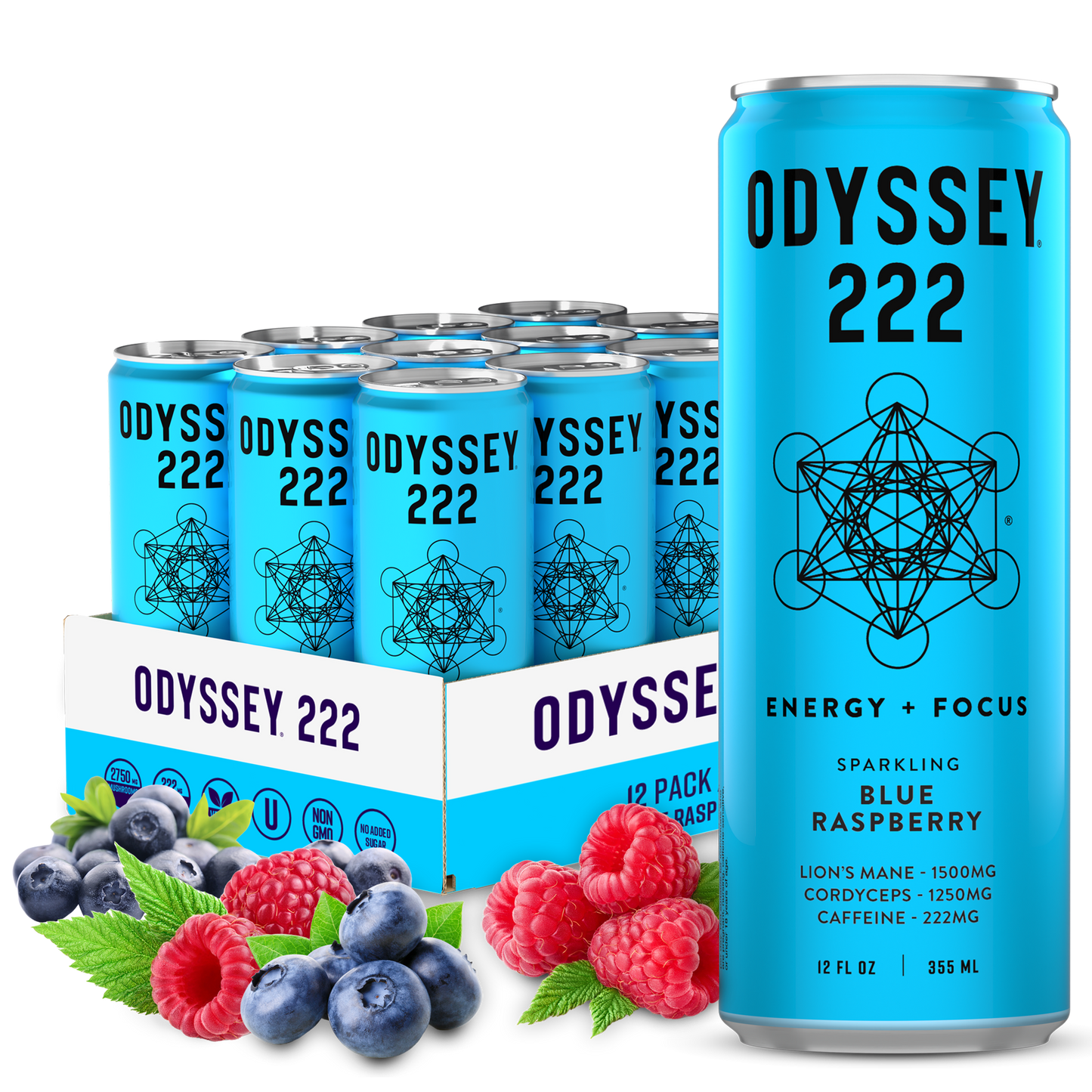 ODYSSEY 222 Blue Raspberry 222mg Sparkling Mushroom Energy