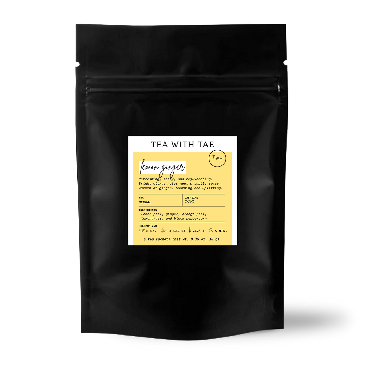 Lemon Ginger Herbal Tea Small Gift Pouch (5 tea bags)