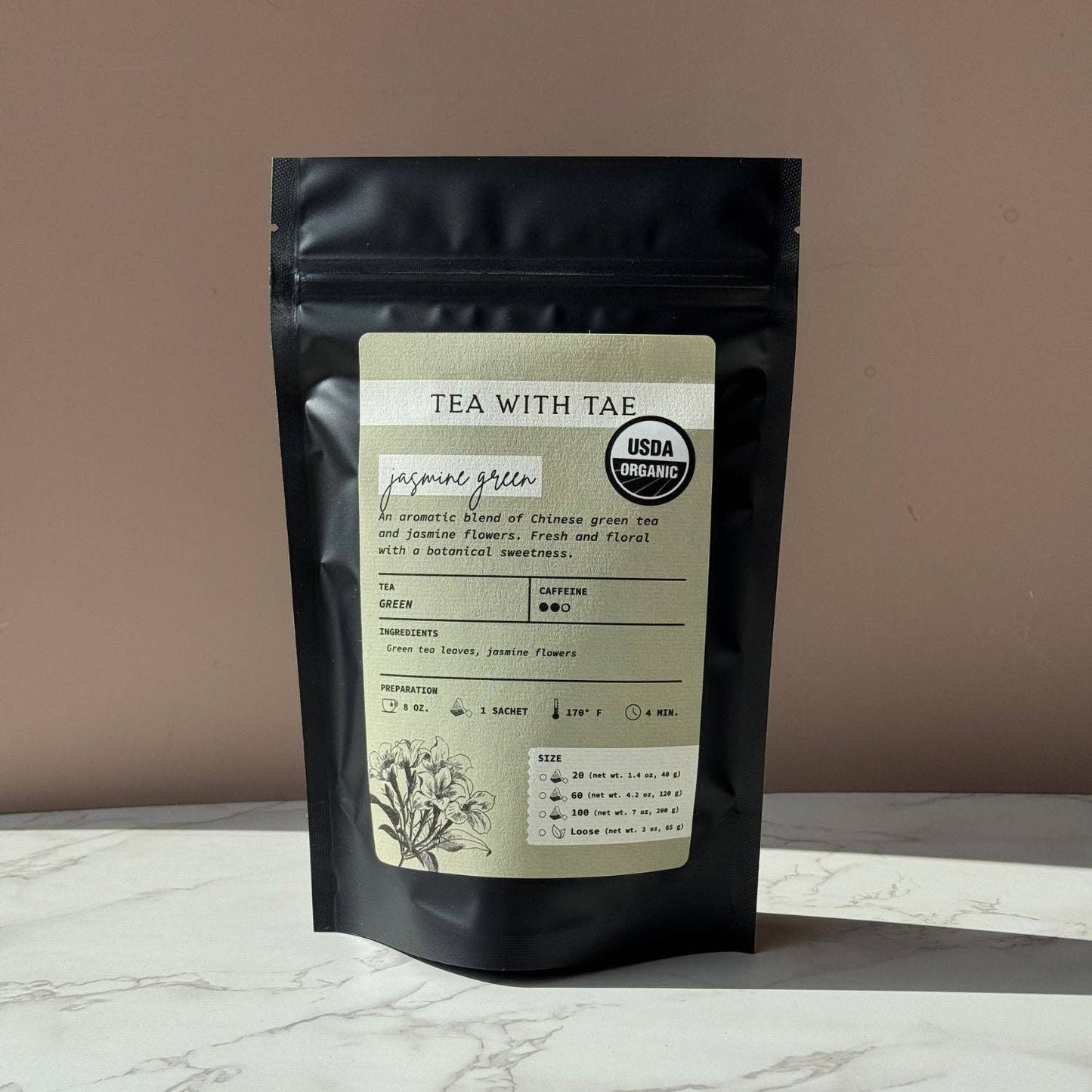 Organic Jasmine Green Tea Pouch (20 tea bags)