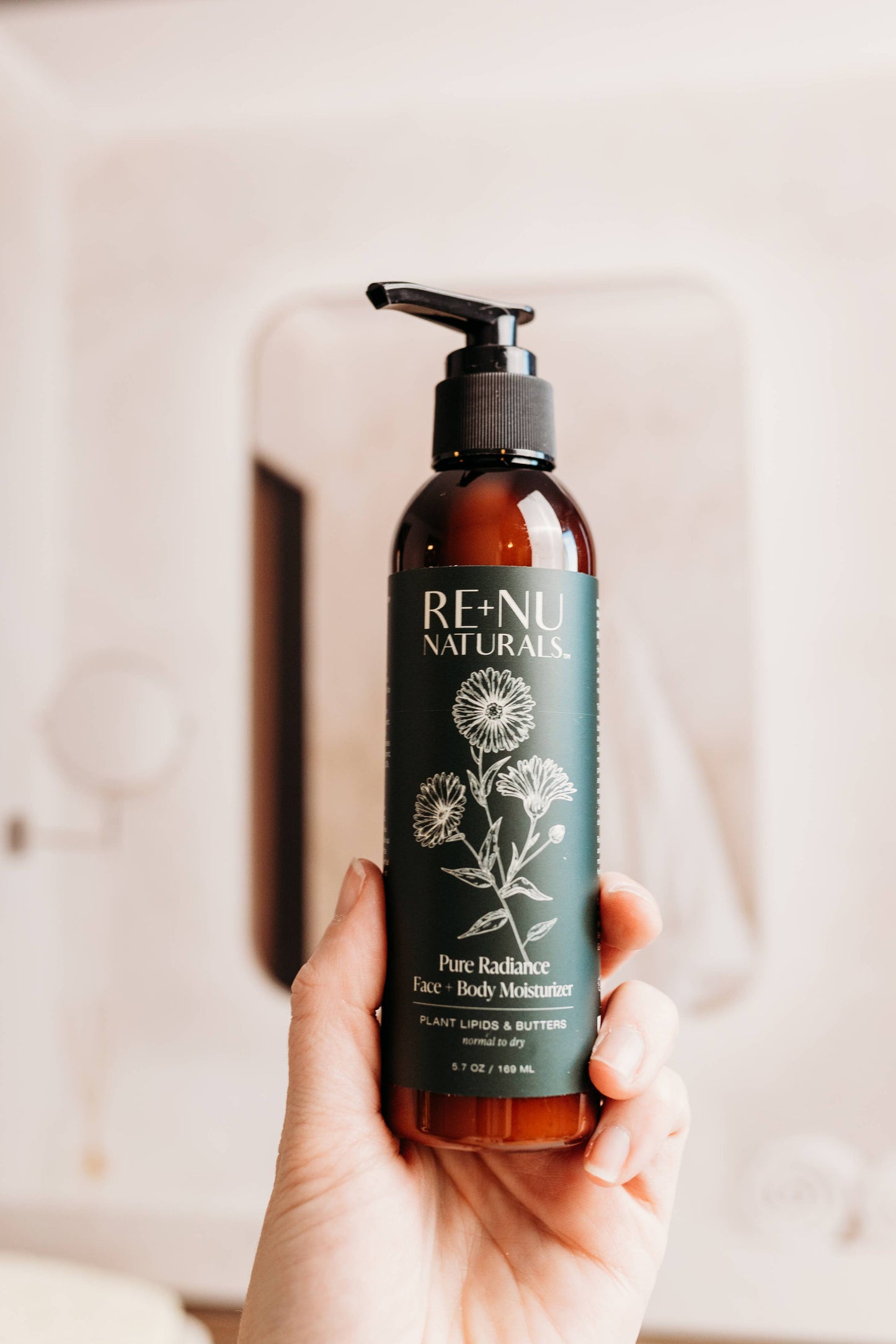 RENU NATURALS Pure Radiance Moisturizer: LG Body & Face Lotion with Plant Lipids