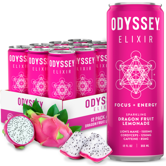 ODYSSEY Elixir Dragon Fruit Lemonade 85mg Sparkling Mushroom Energy