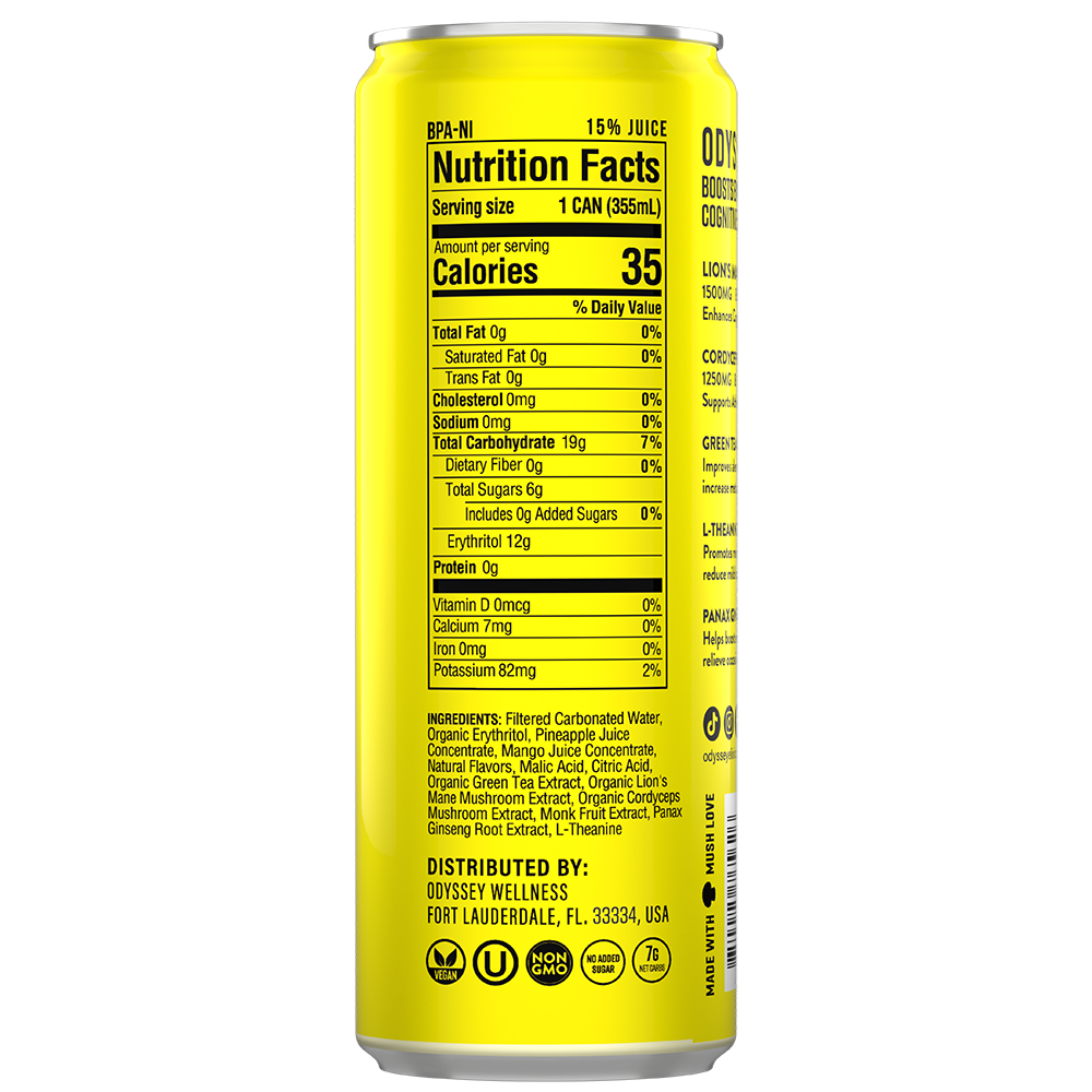 ODYSSEY Pineapple Mango 222mg Sparkling Mushroom Energy