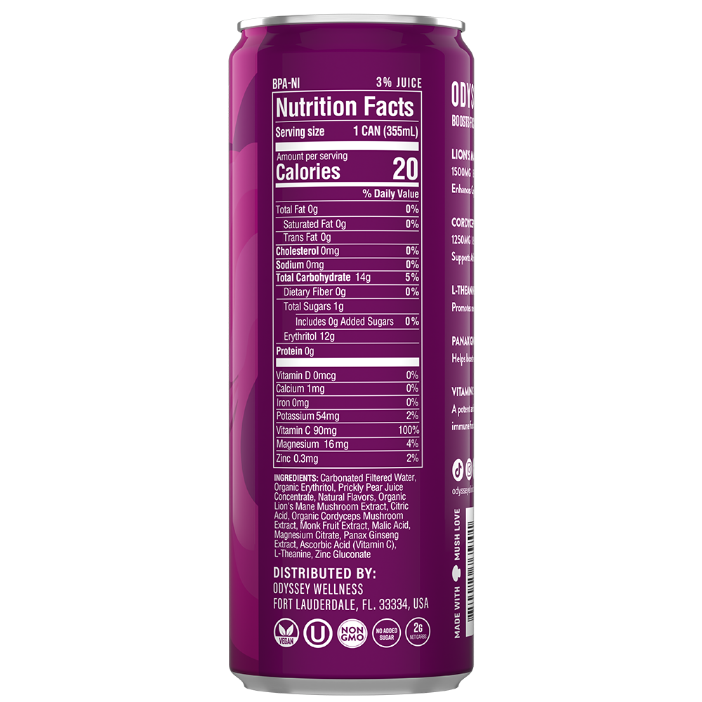 ODYSSEY Revive Prickly Pear Revive Sparkling Mushroom Hydration