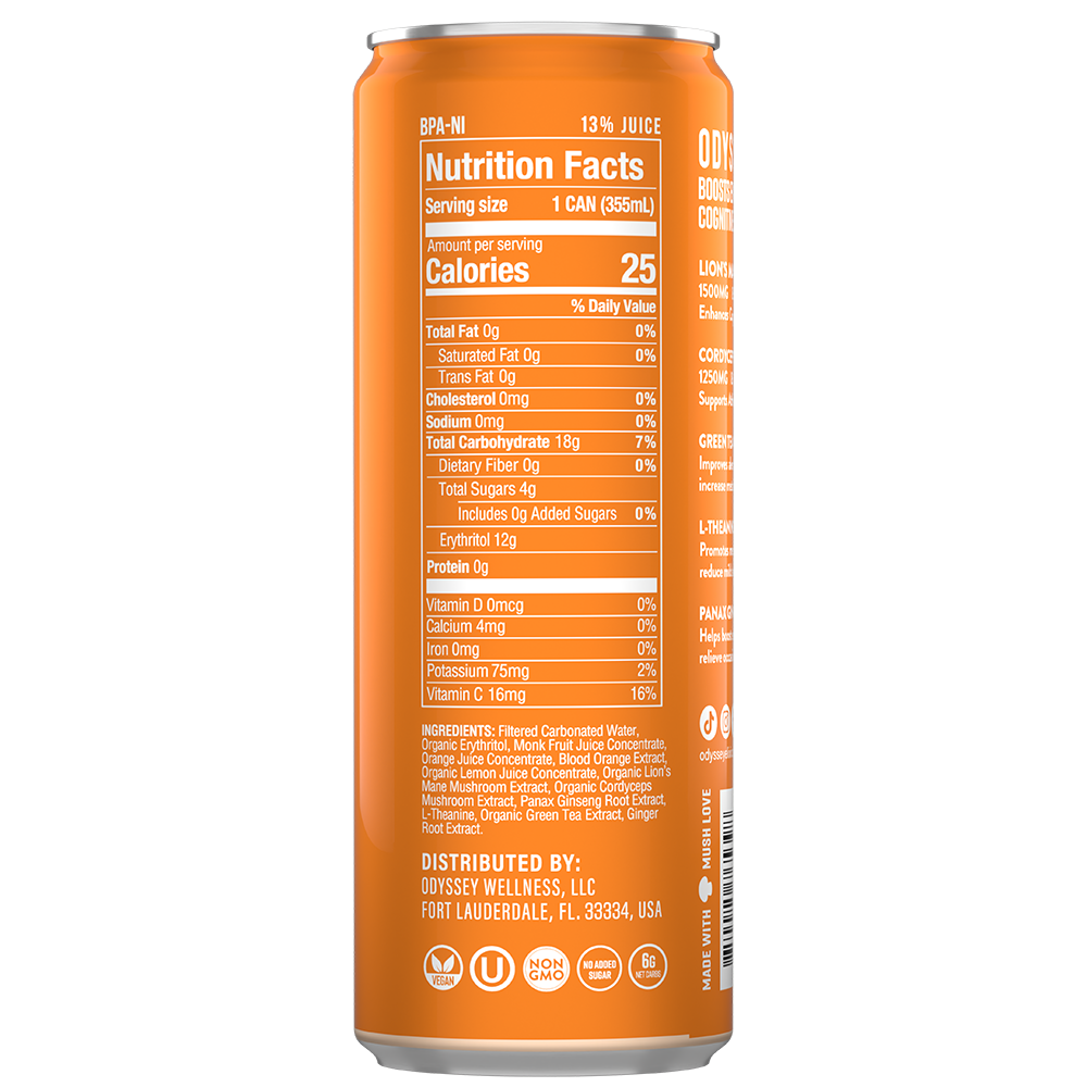 ODYSSEY Elixir Orange 85mg Sparkling Mushroom Energy