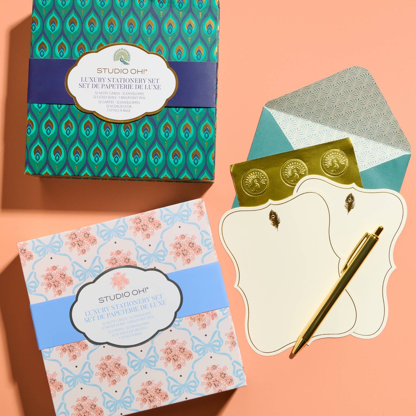 Cascading Plumes Luxury Stationery Set