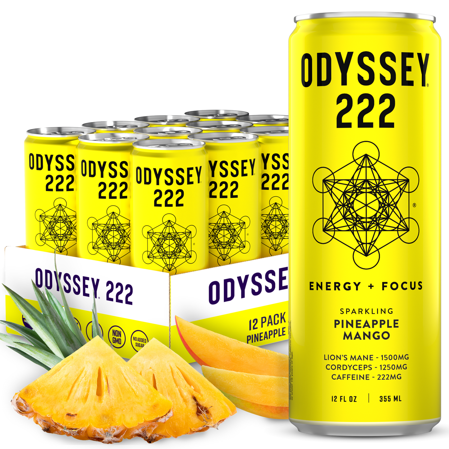 ODYSSEY Pineapple Mango 222mg Sparkling Mushroom Energy