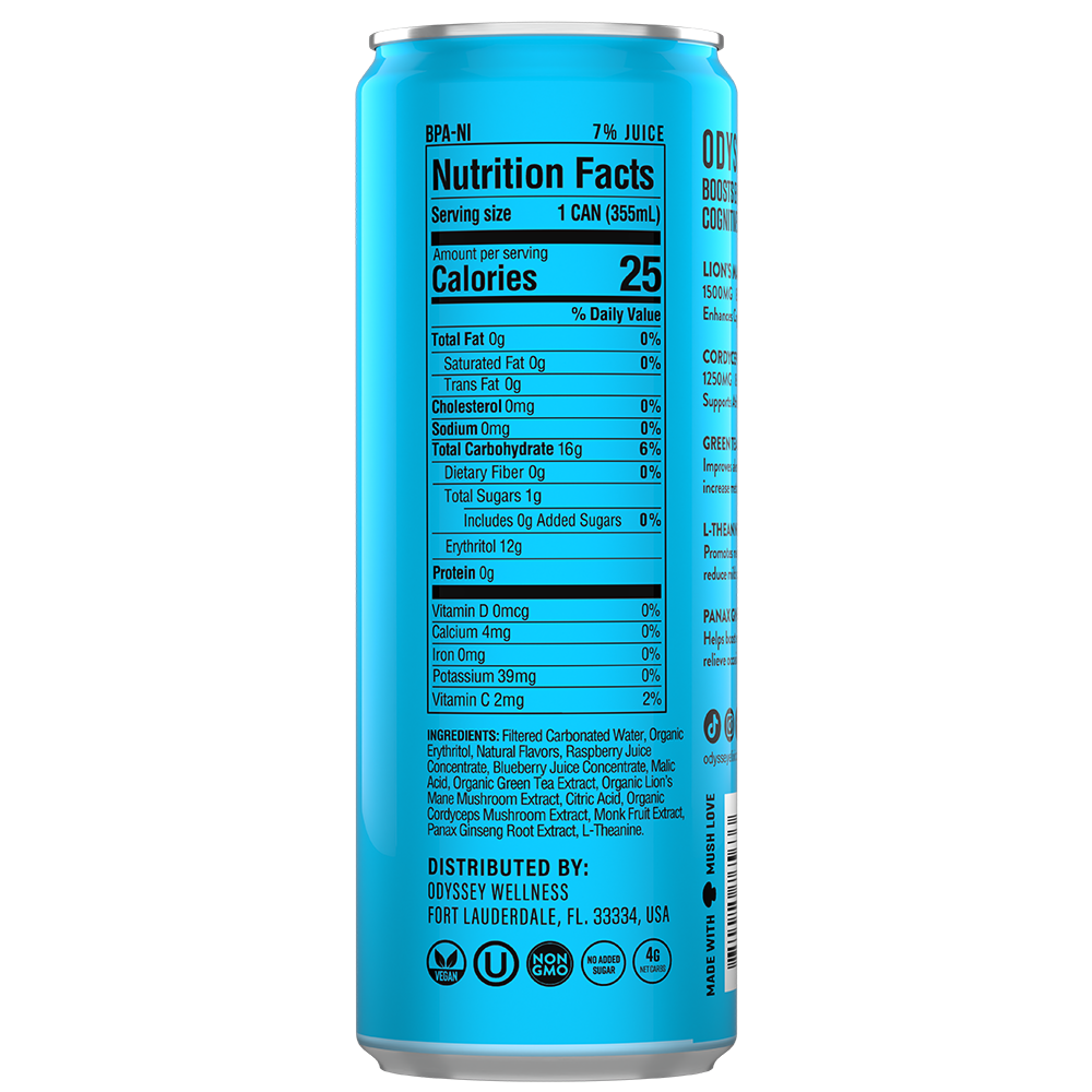 ODYSSEY 222 Blue Raspberry 222mg Sparkling Mushroom Energy