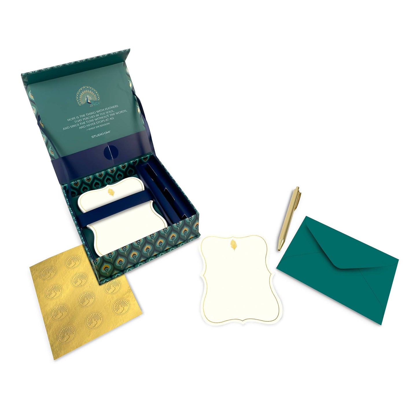 Cascading Plumes Luxury Stationery Set