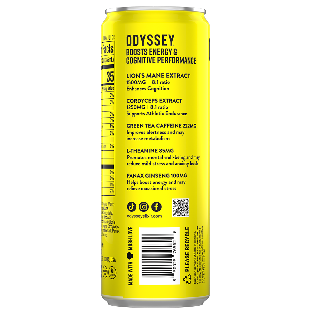 ODYSSEY Pineapple Mango 222mg Sparkling Mushroom Energy