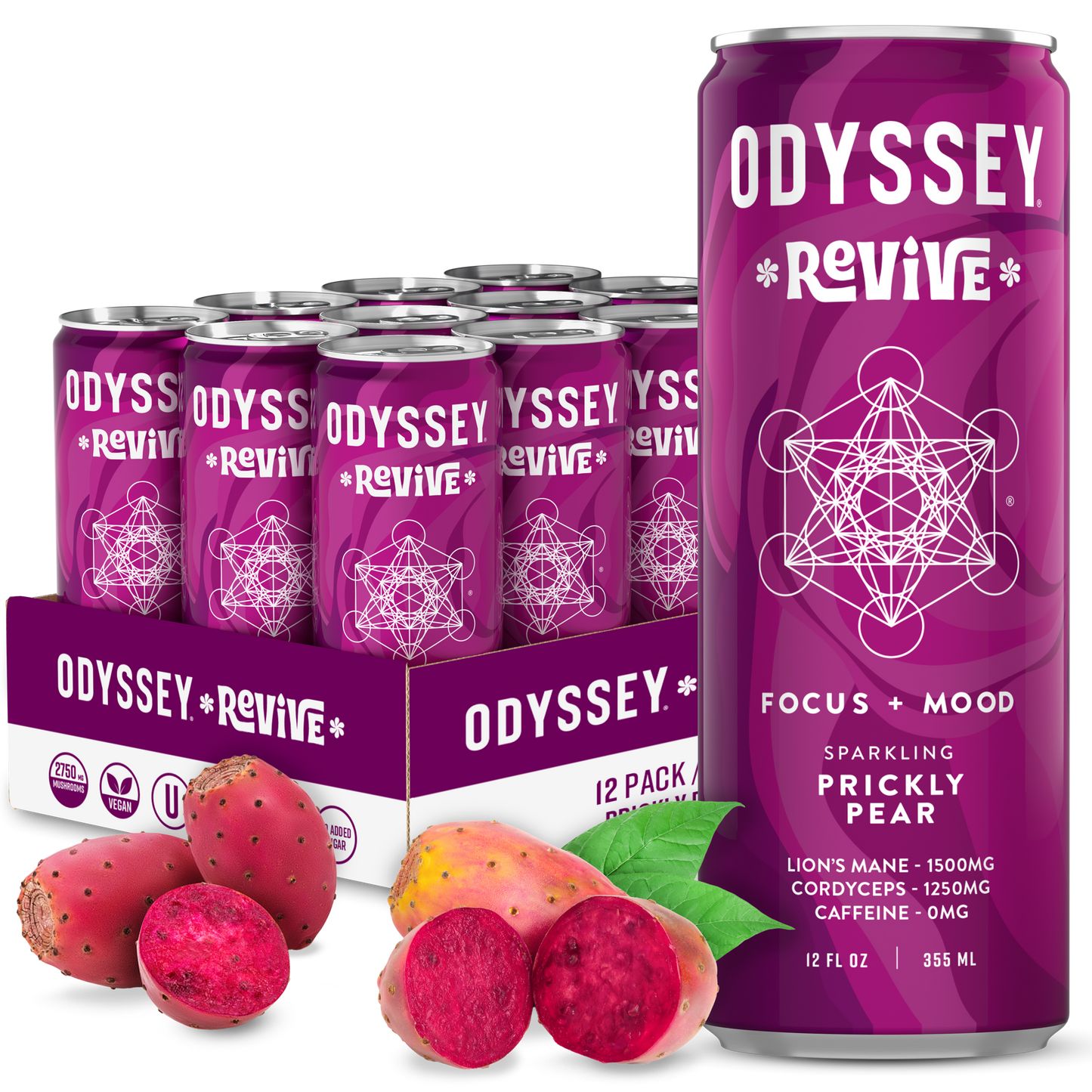 ODYSSEY Revive Prickly Pear Revive Sparkling Mushroom Hydration